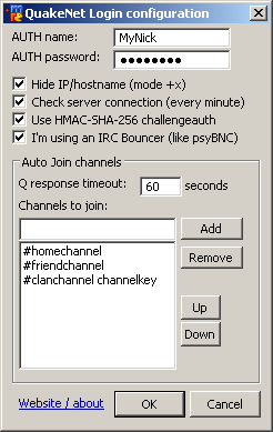 Configuration dialog